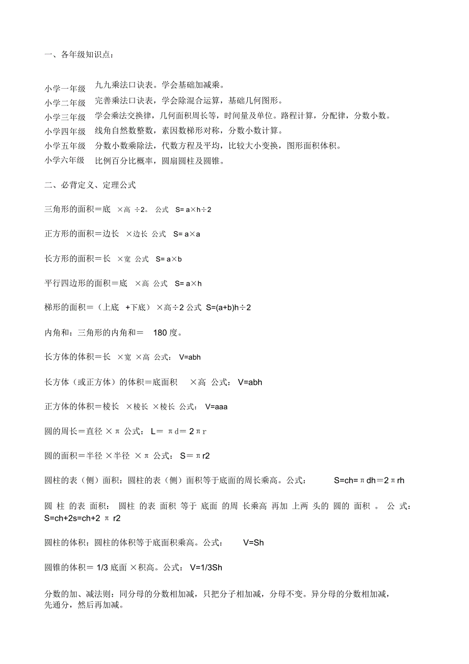 非常全的小学数学知识点汇总_第1页