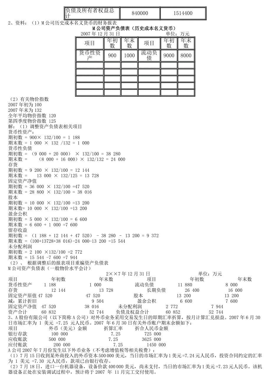 2010中央电大高级财务会计形成性考核册参考答案1.doc_第5页