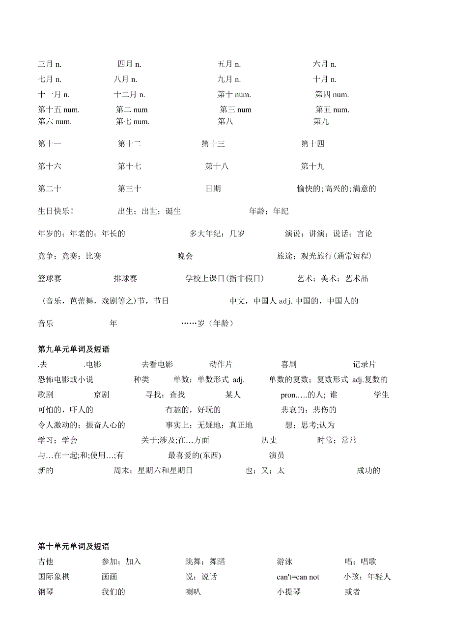 七年级英语单词及短语_第4页