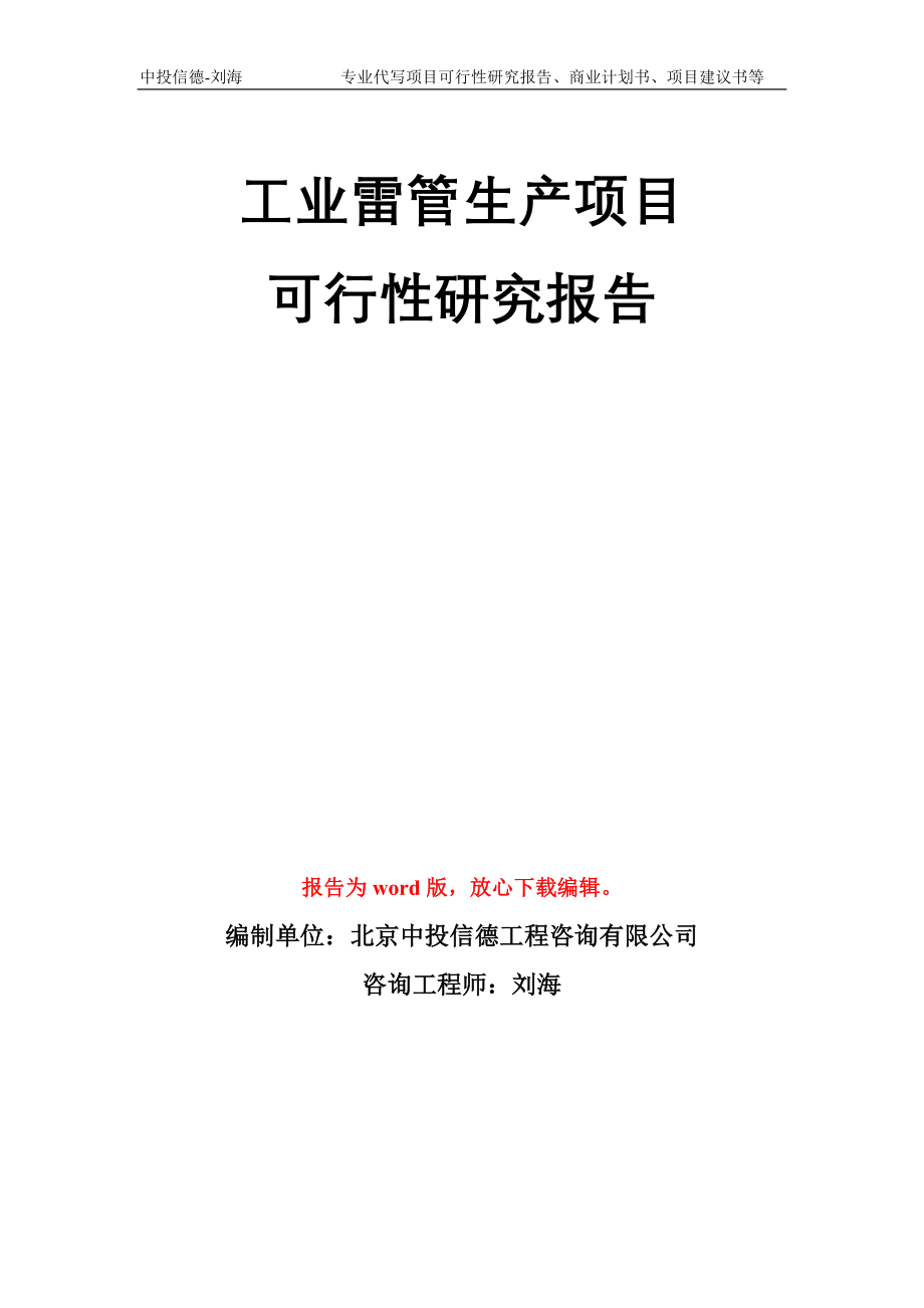 工业雷管生产项目可行性研究报告模板_第1页