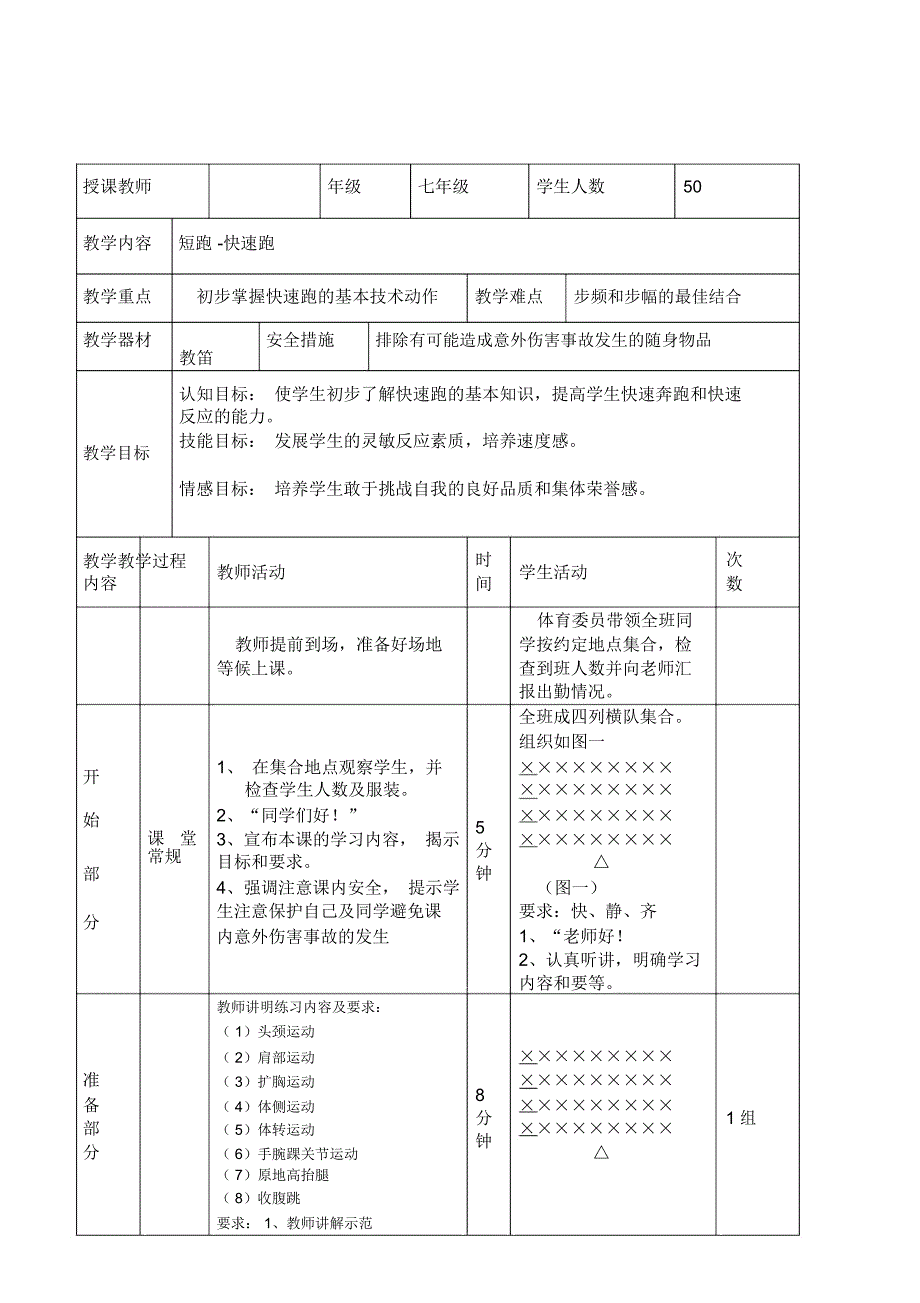 快速跑体育优质课教学设计_第2页