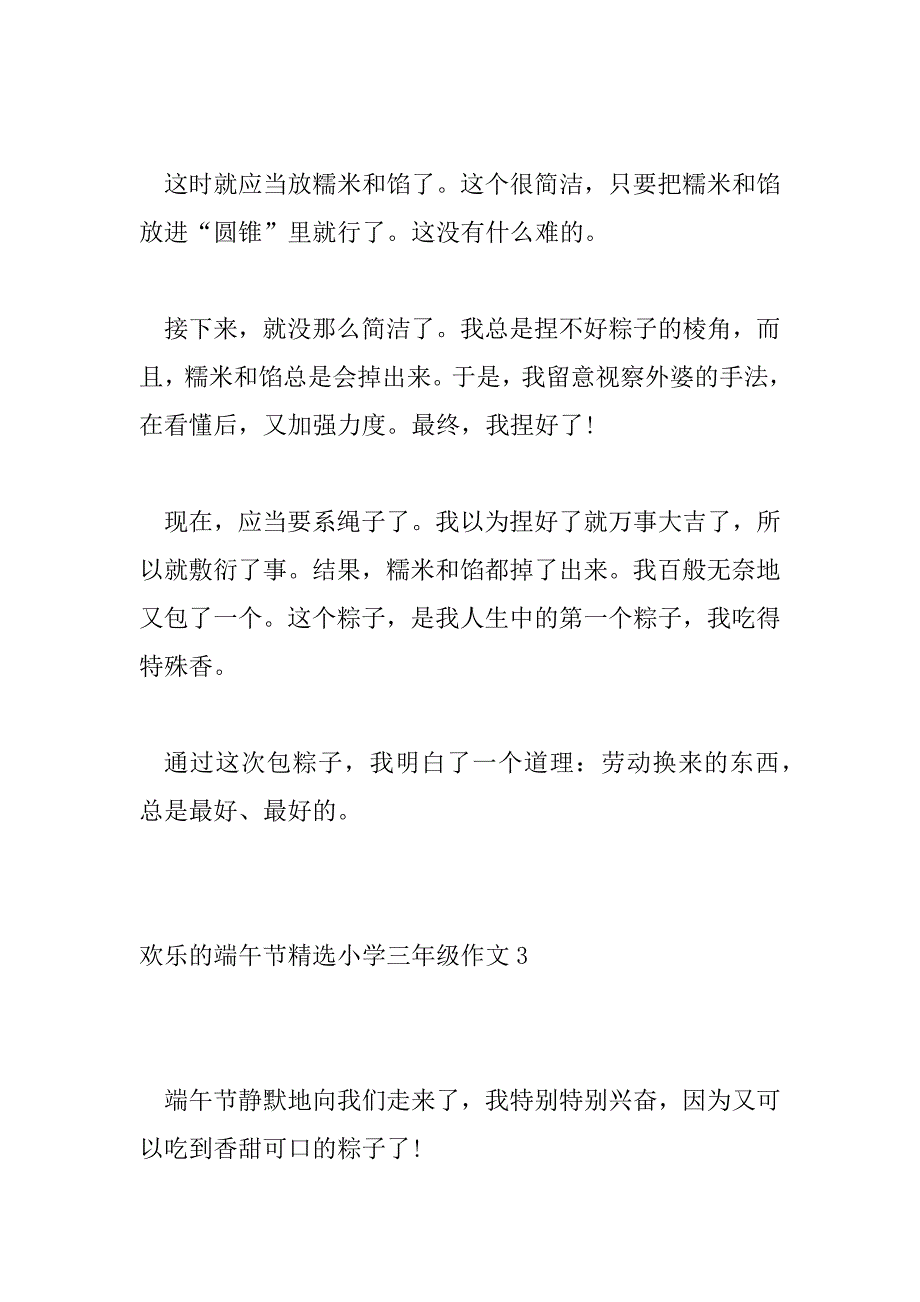 2023年快乐的端午节精选小学三年级作文三篇_第4页