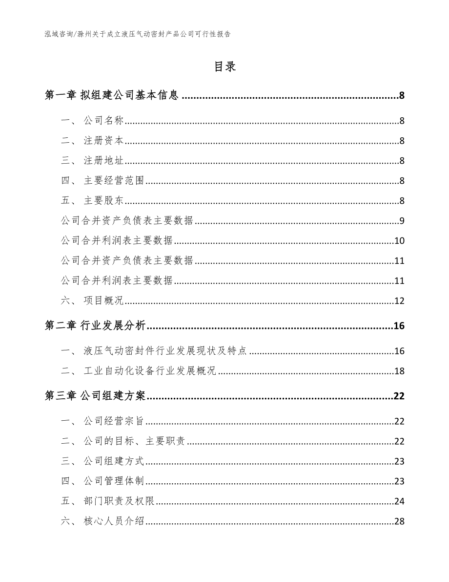滁州关于成立液压气动密封产品公司可行性报告_范文模板_第2页