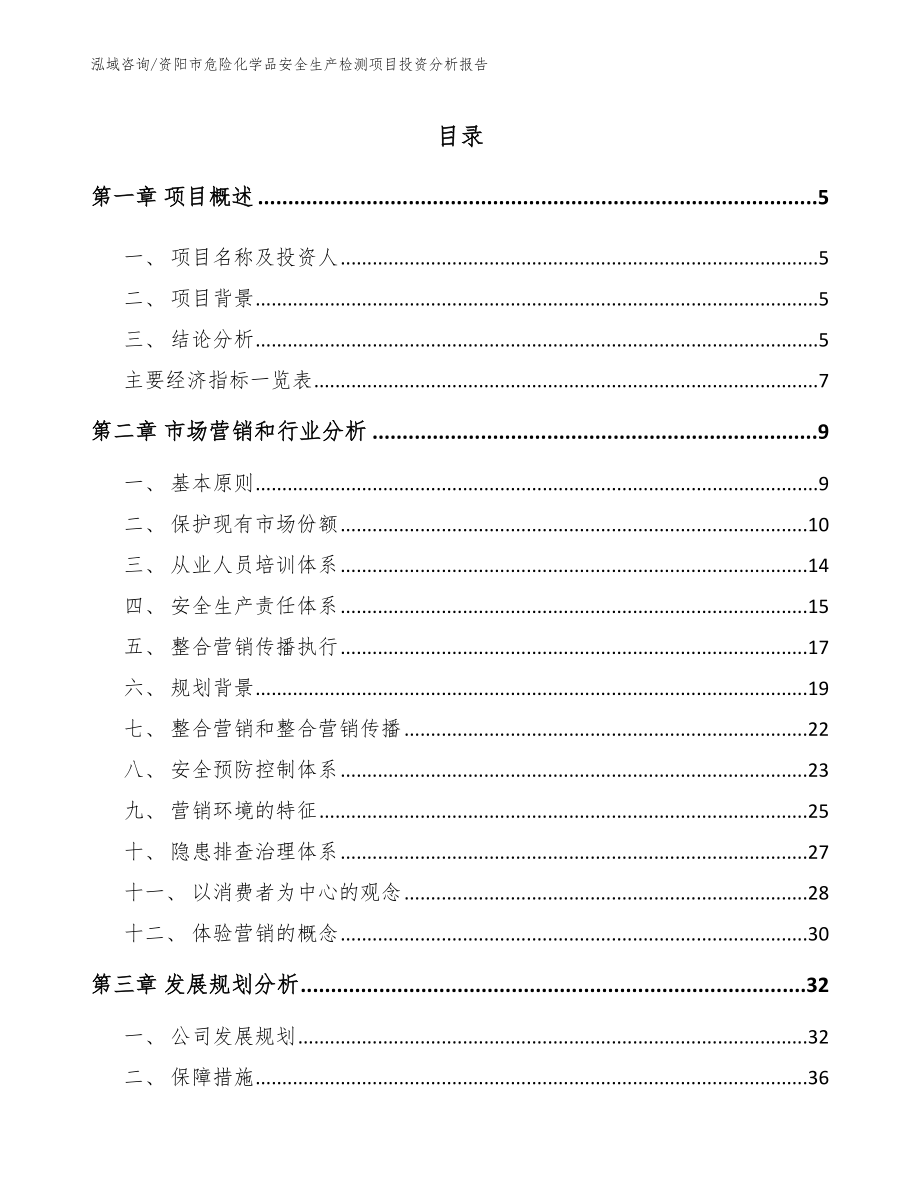 资阳市危险化学品安全生产检测项目投资分析报告_第1页