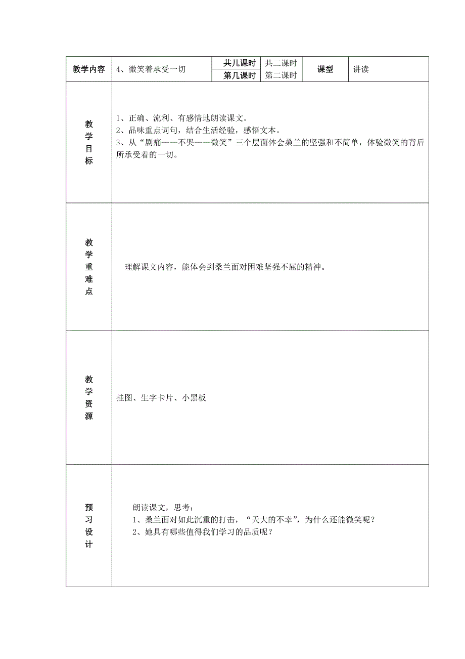 4、微笑着承受一切第二课时_20090326043801353.doc_第1页