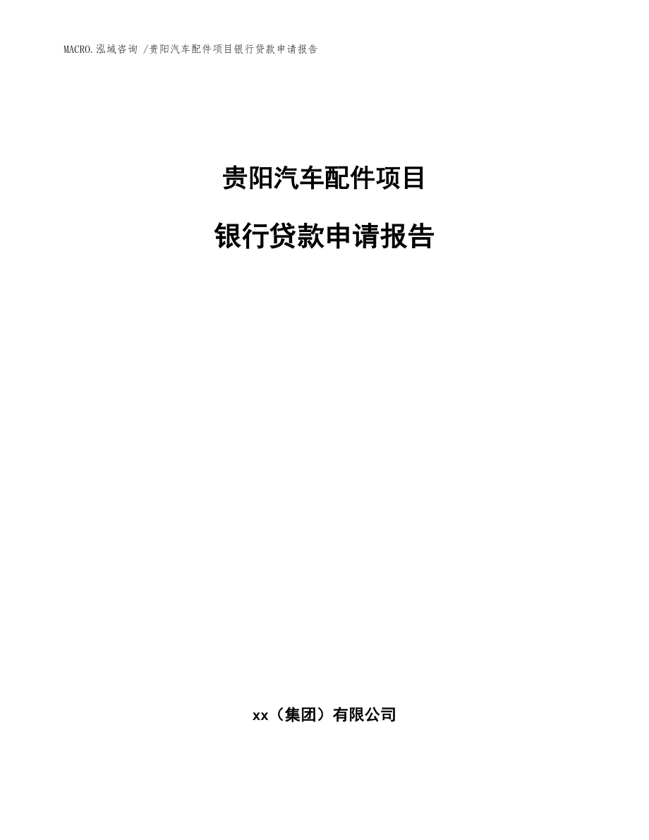 贵阳汽车配件项目银行贷款申请报告范文模板_第1页