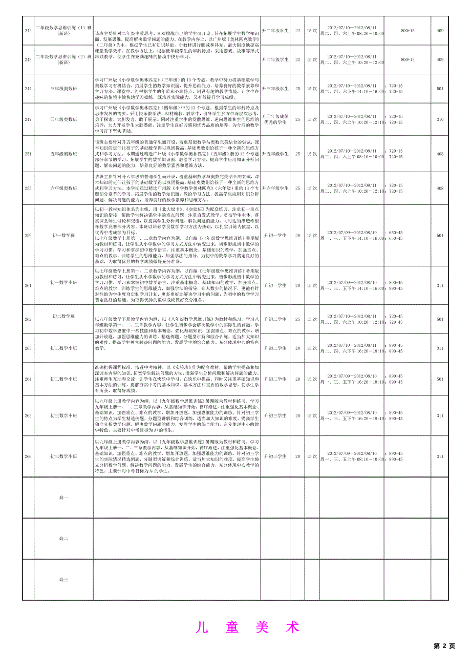 暑期班课程表_第2页