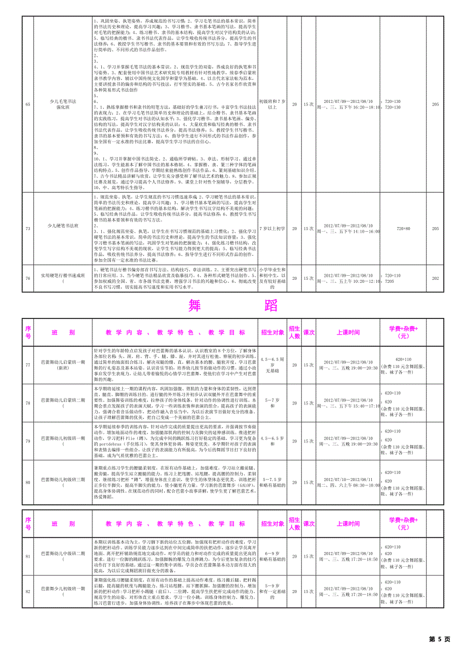 暑期班课程表_第5页