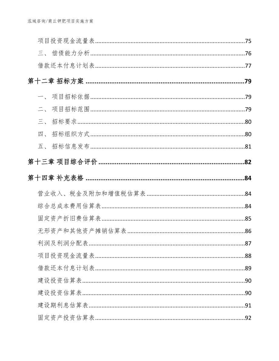 商丘钾肥项目实施方案模板参考_第5页