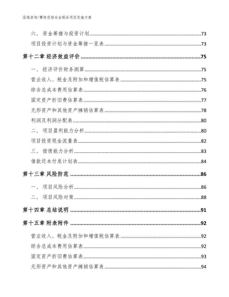 攀枝花铝合金制品项目实施方案_范文模板_第5页