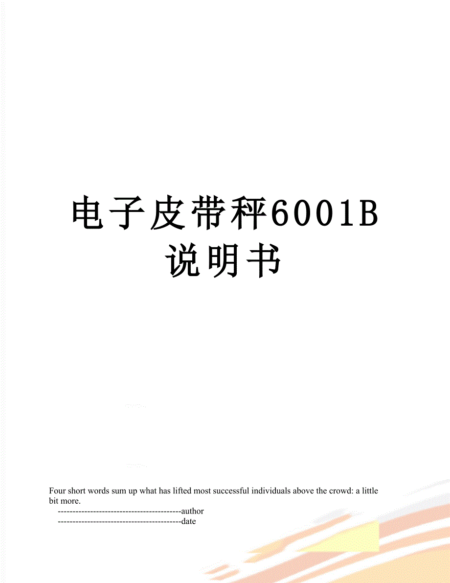电子皮带秤6001B说明书_第1页
