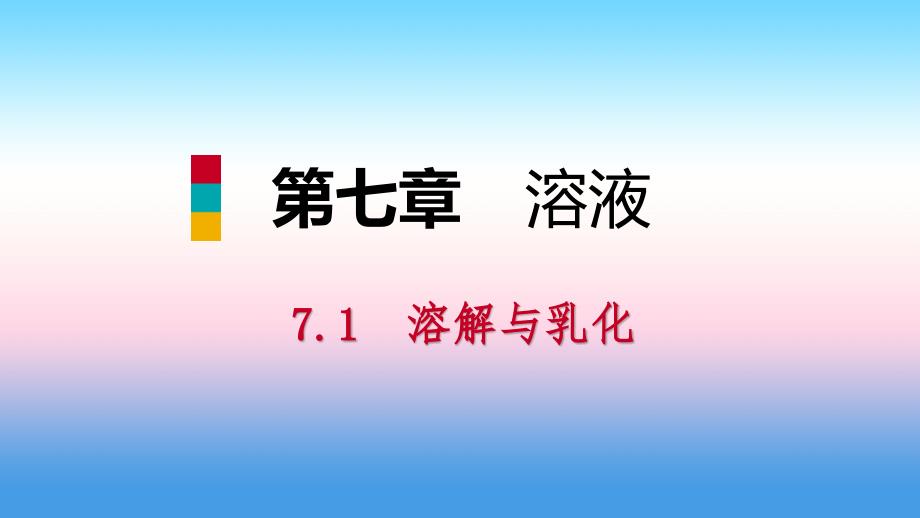 九年级化学下册第七章溶液7.1溶解与乳化第2课时乳化及溶解时的热现象同步课件新版粤教版_第1页