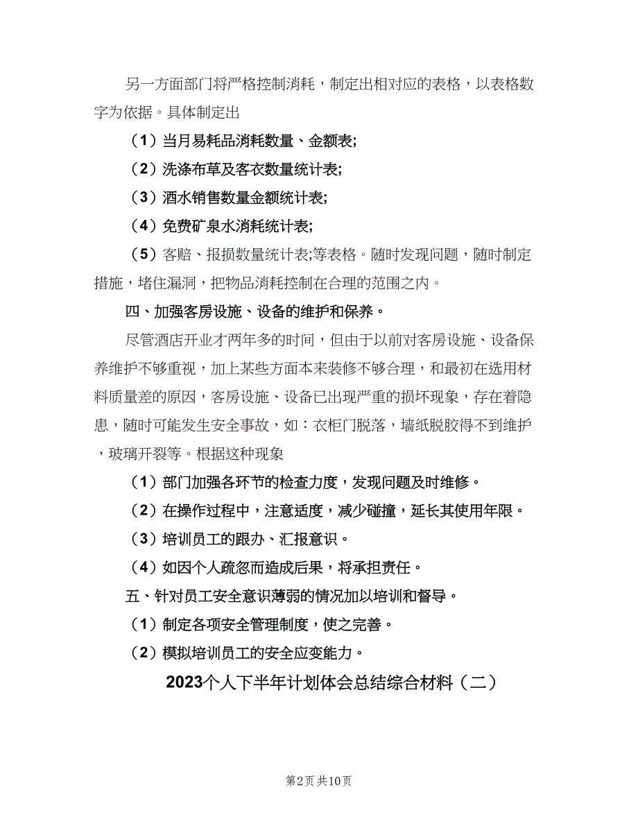 2023个人下半年计划体会总结综合材料（三篇）.doc_第2页