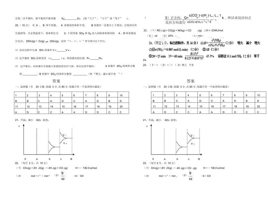 人教高中化学选修四上学期期中考试高二化学试题.docx_第5页