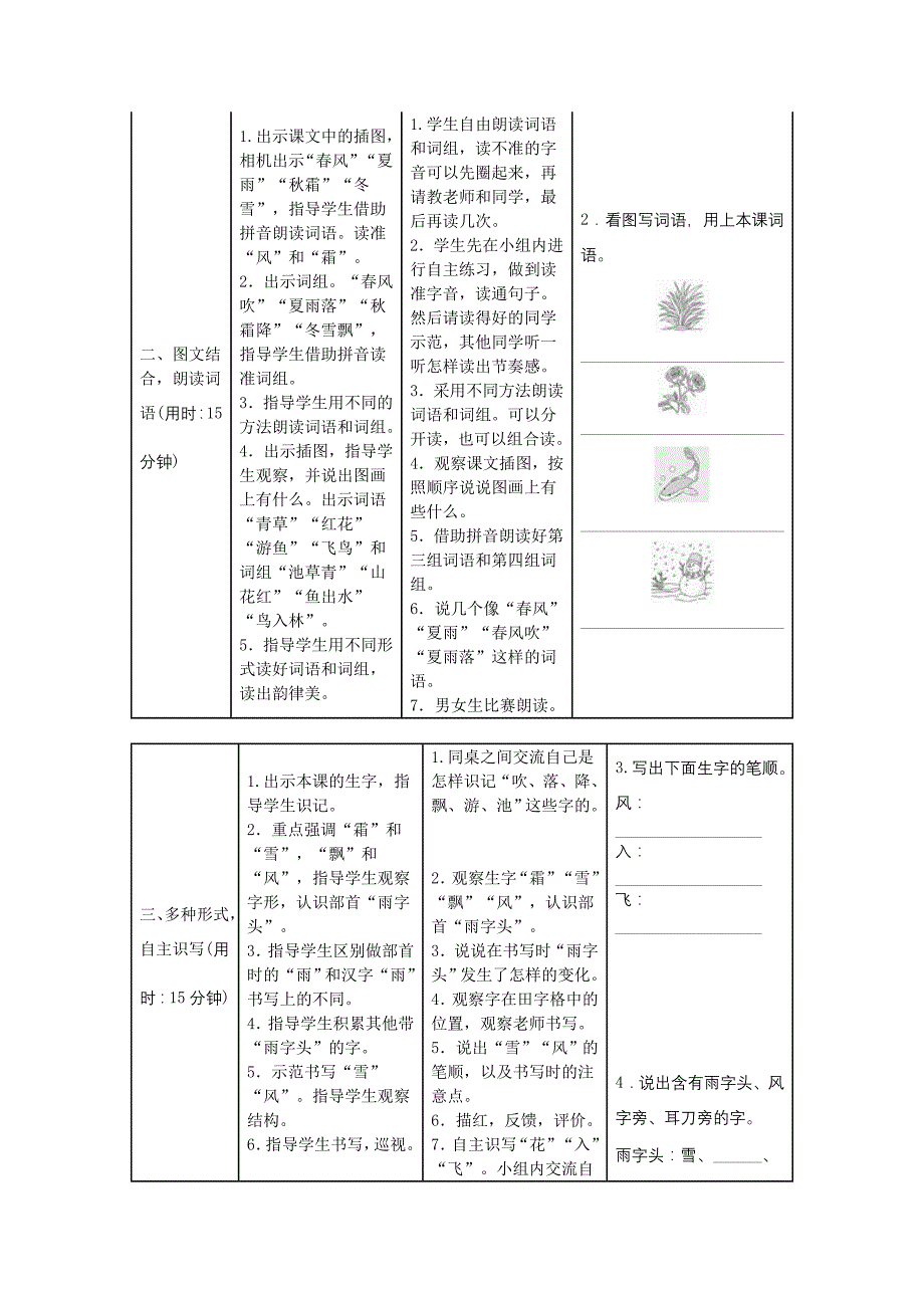 2017新部编人教版小学一年级下册语文1春夏秋冬导学案_第2页