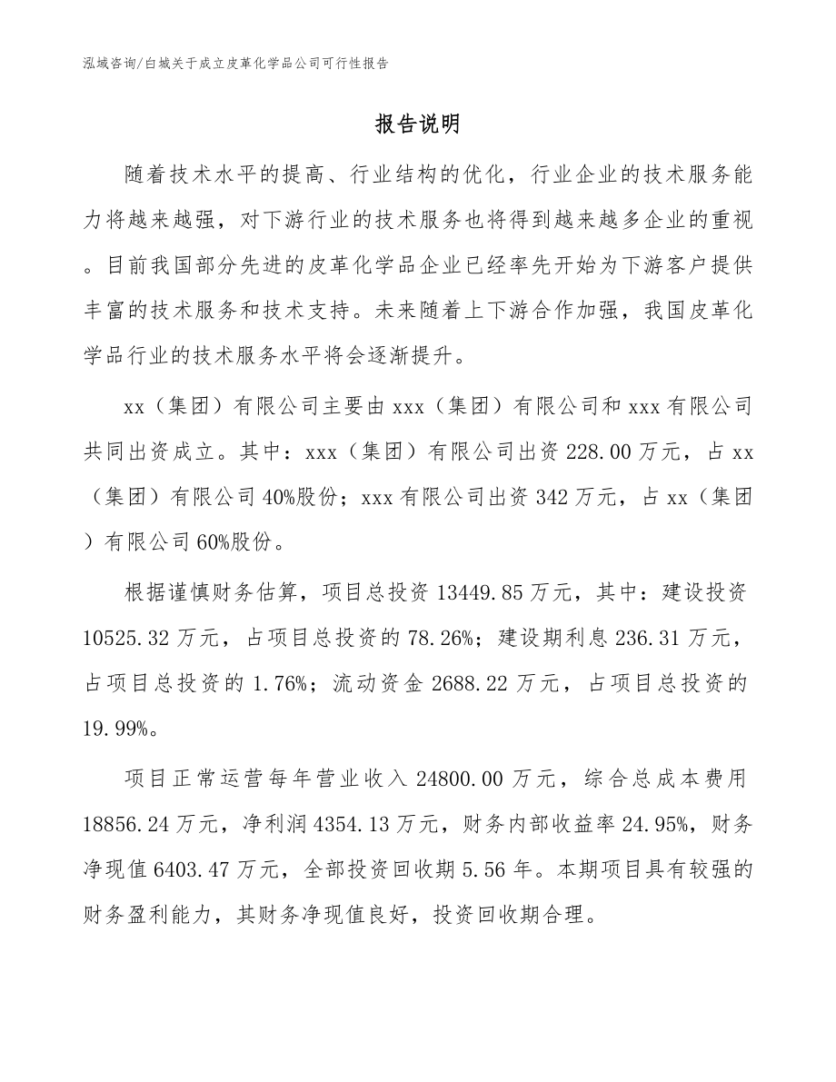 白城关于成立皮革化学品公司可行性报告【参考范文】_第2页