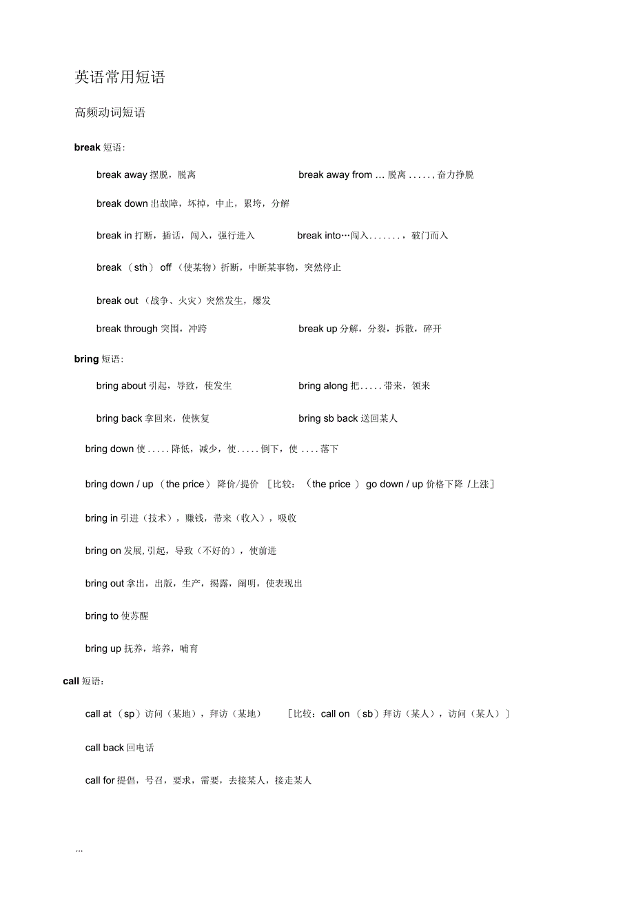 英语常用动词短语_第1页