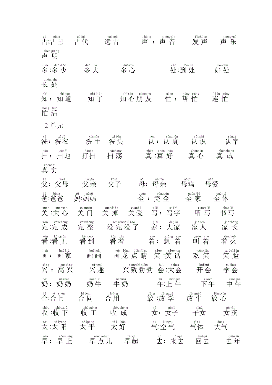 一年级下册生字词语带拼音_第2页