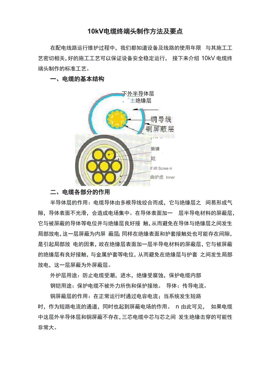 10kV电缆终端头制作方法及要点_第1页
