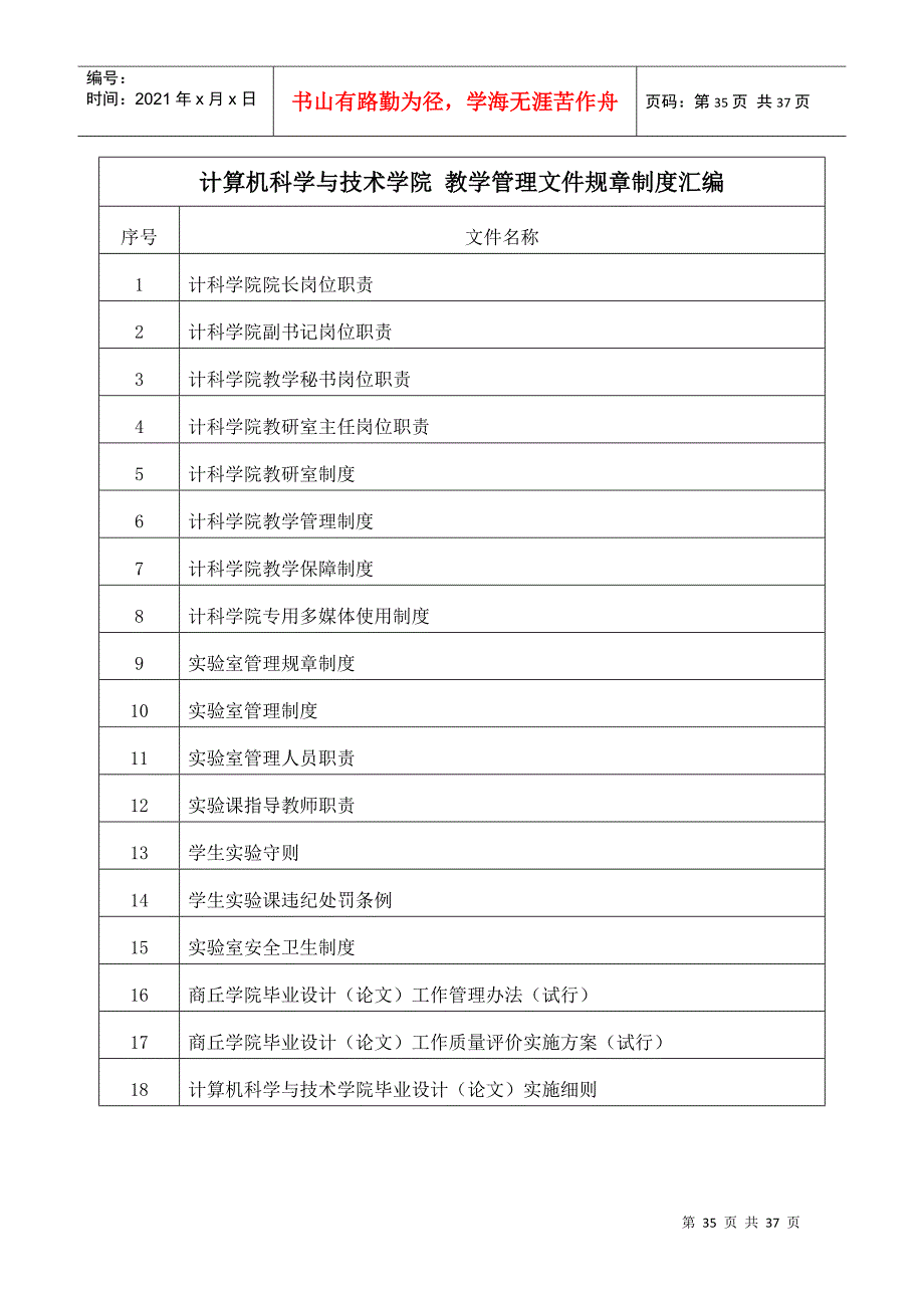 计算机科学与技术学院教学管理文件规章制度汇编_第1页