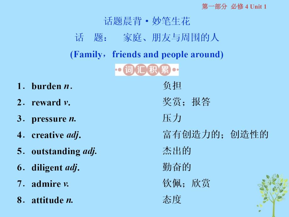 （浙江专版）2019届高考英语一轮复习 第一部分 基础考点聚焦 Unit 1 Women of achievement课件 新人教版必修4_第2页