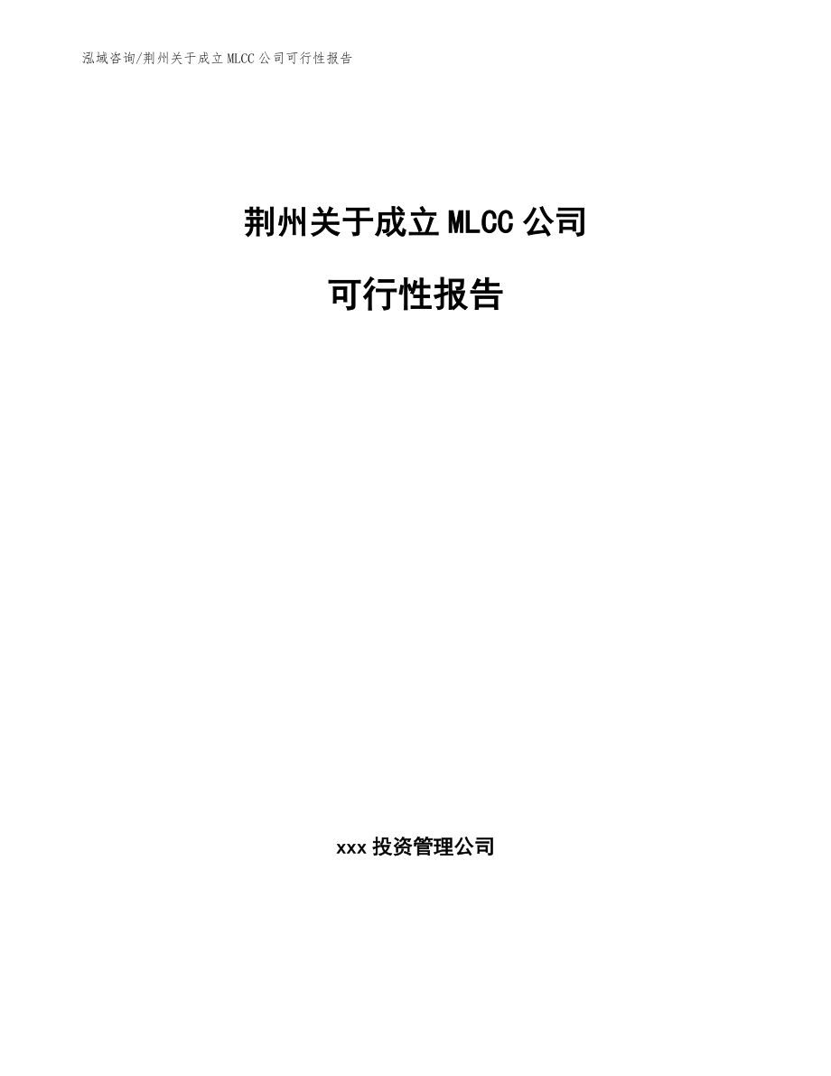荆州关于成立MLCC公司可行性报告（模板参考）_第1页