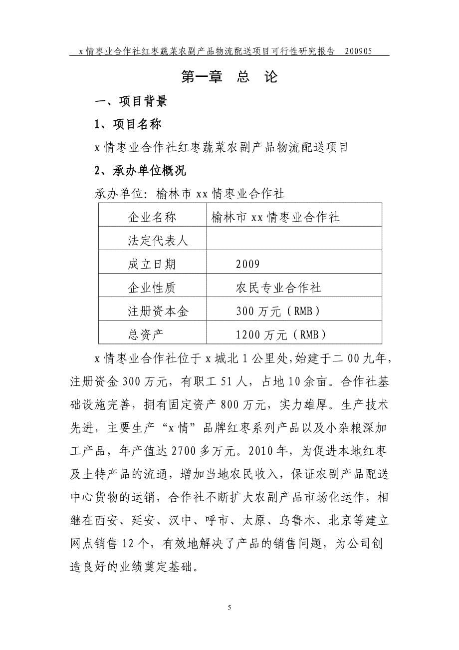 红枣蔬菜农副产品物流配送项目谋划建议书.doc_第5页