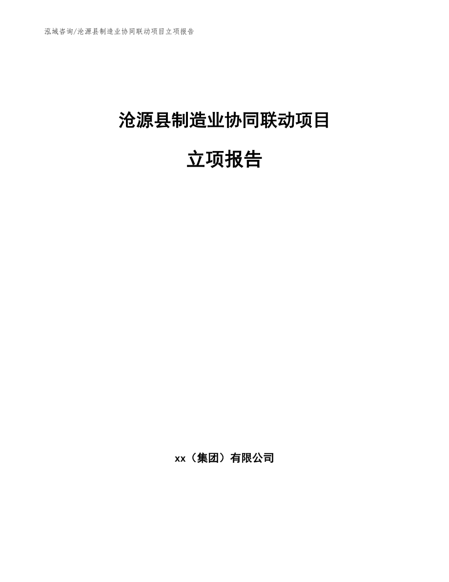 沧源县制造业协同联动项目立项报告_范文模板_第1页