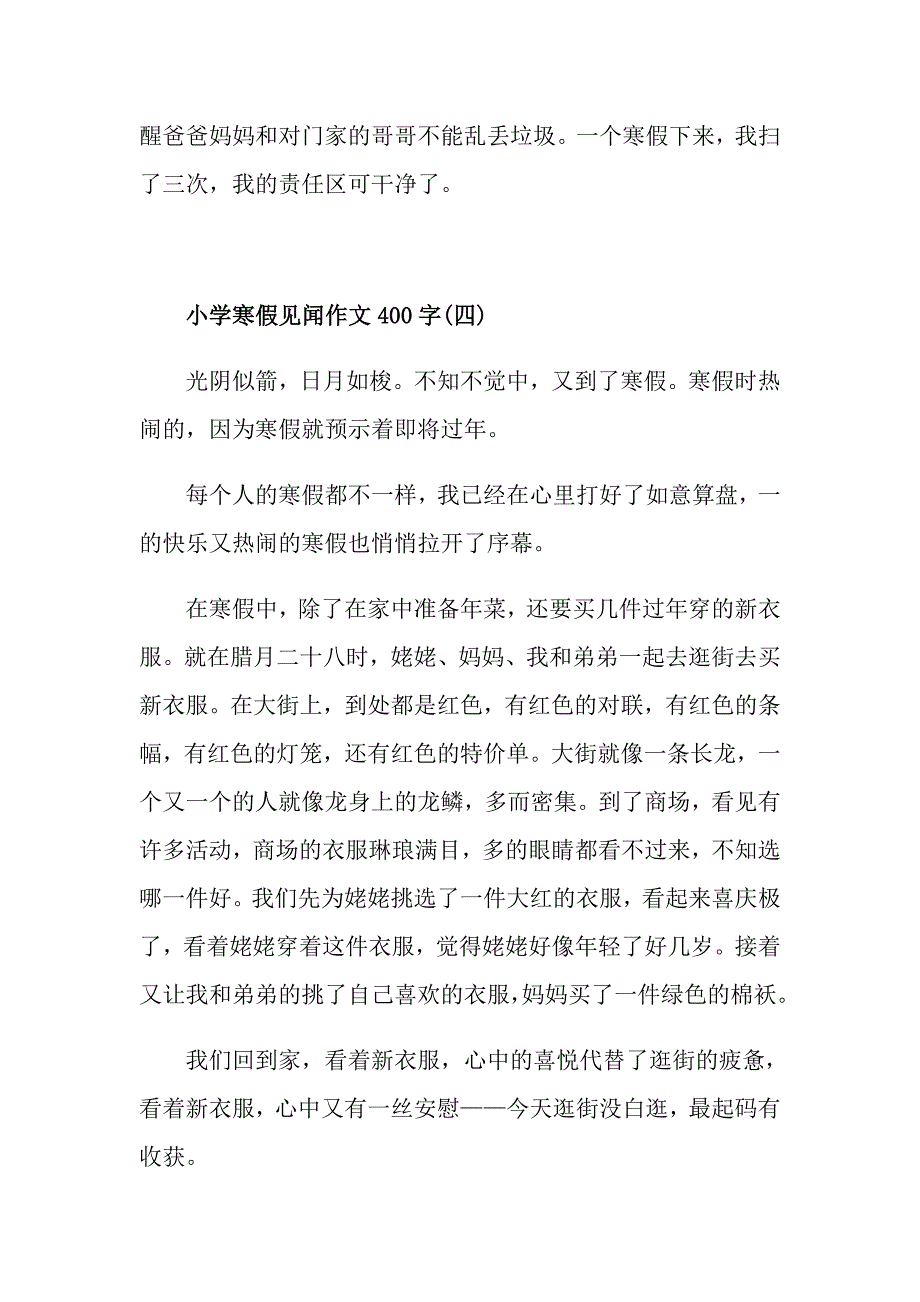 小学寒假见闻作文400字5篇_第4页