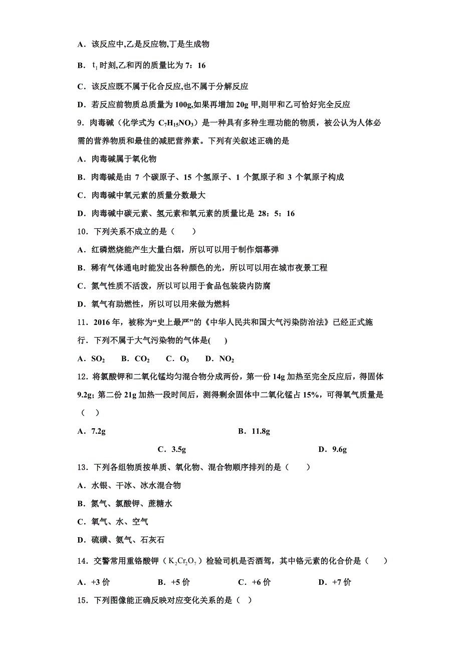 2023学年运城市重点中学化学九年级第一学期期中预测试题含解析.doc_第3页