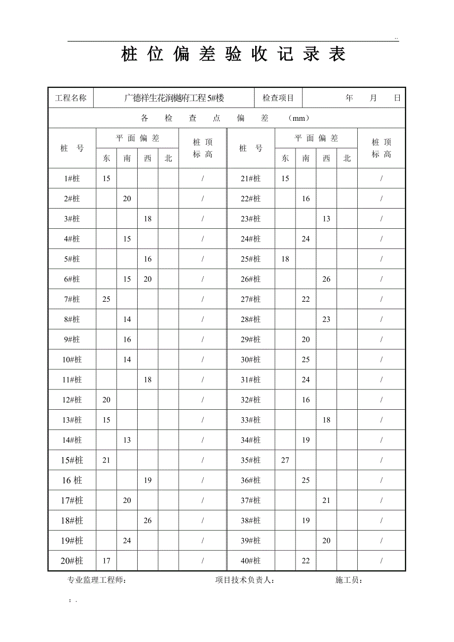 桩位偏差验收记录表_第1页