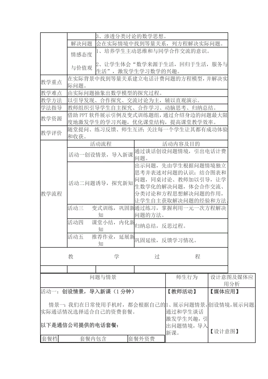 教学设计(话费问题)_第2页