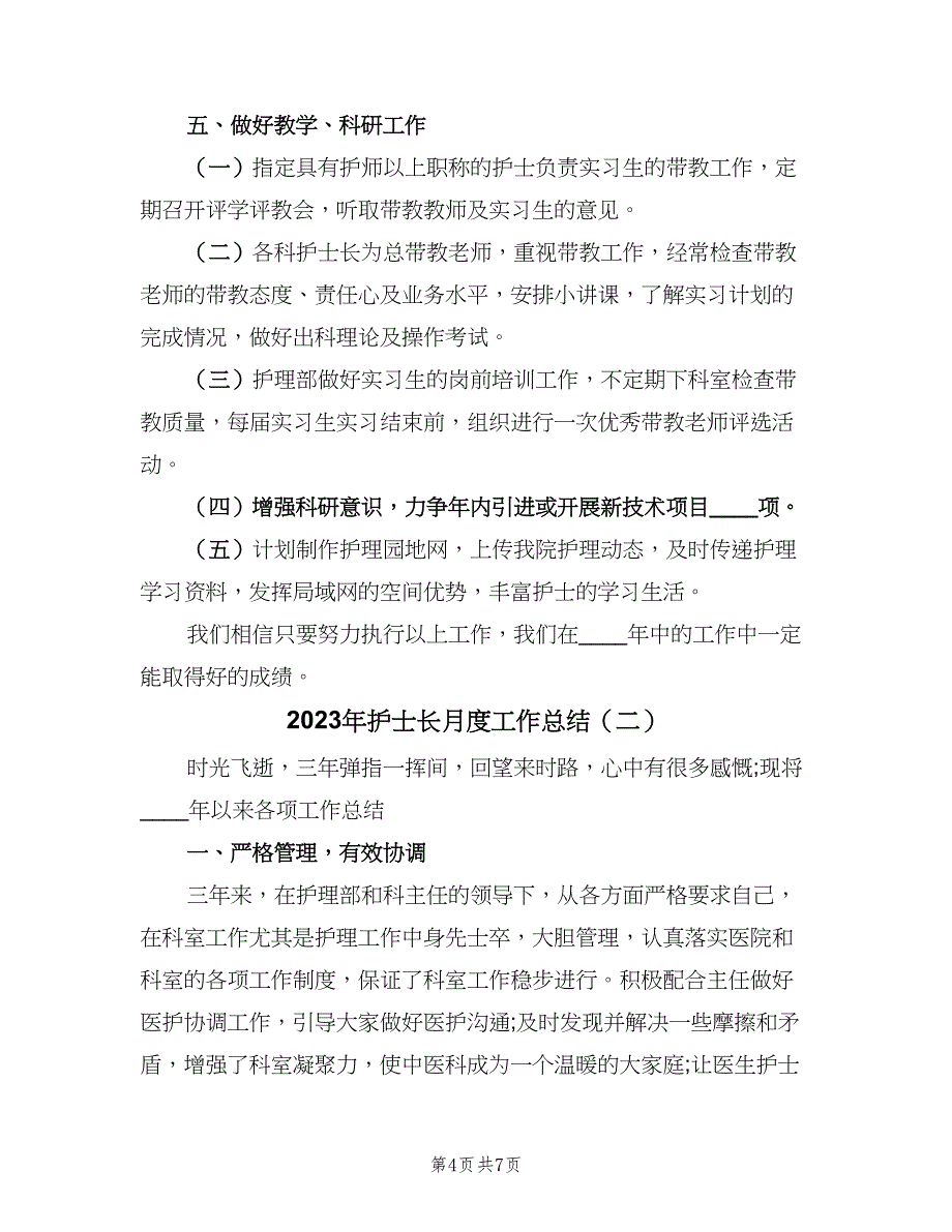 2023年护士长月度工作总结（二篇）_第4页