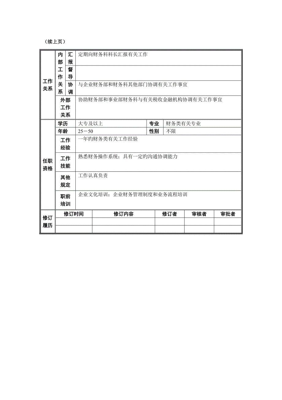 朝阳顺义事业部出纳职务说明书_第2页