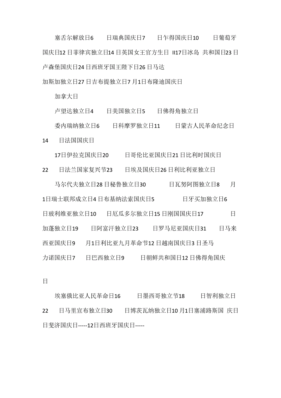 世界主要节日、纪念日、活动日_第3页