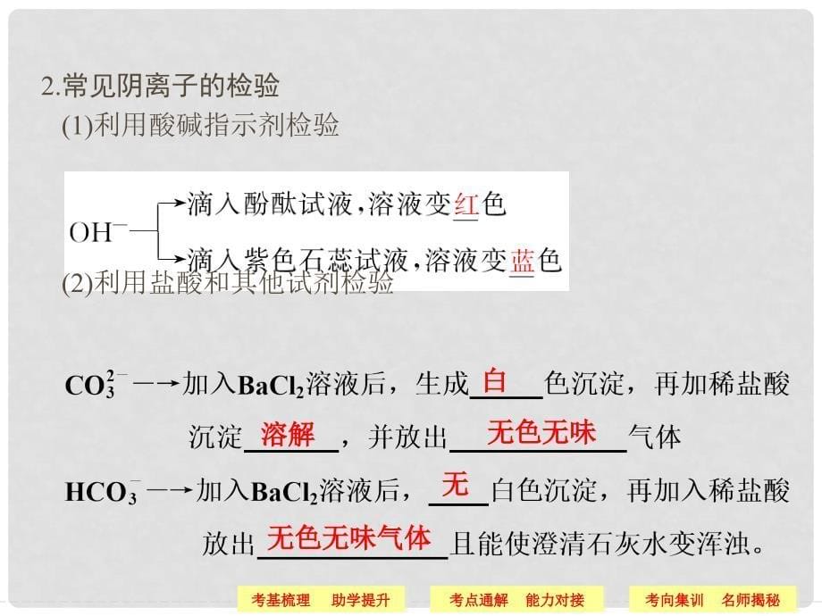 高三化学一轮（梳理+通解+集训）第十一章 化学实验基础 第二讲 物质的检验、分离和提纯课件 新人教版_第5页