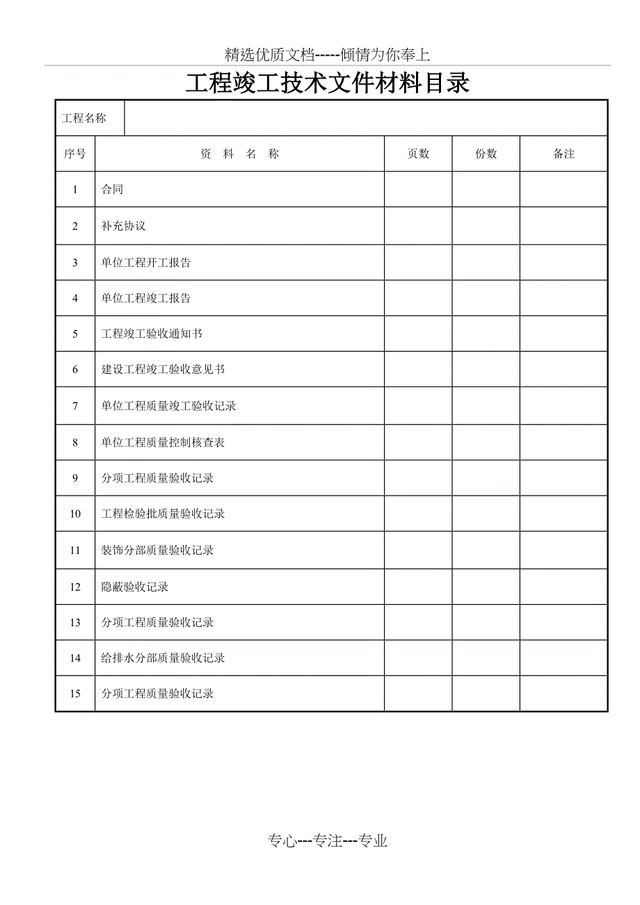 装饰装修工程竣工验收资料表格(大全)_第1页