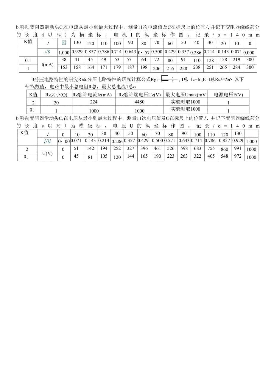 制流电路与分压电路实验报告_第5页