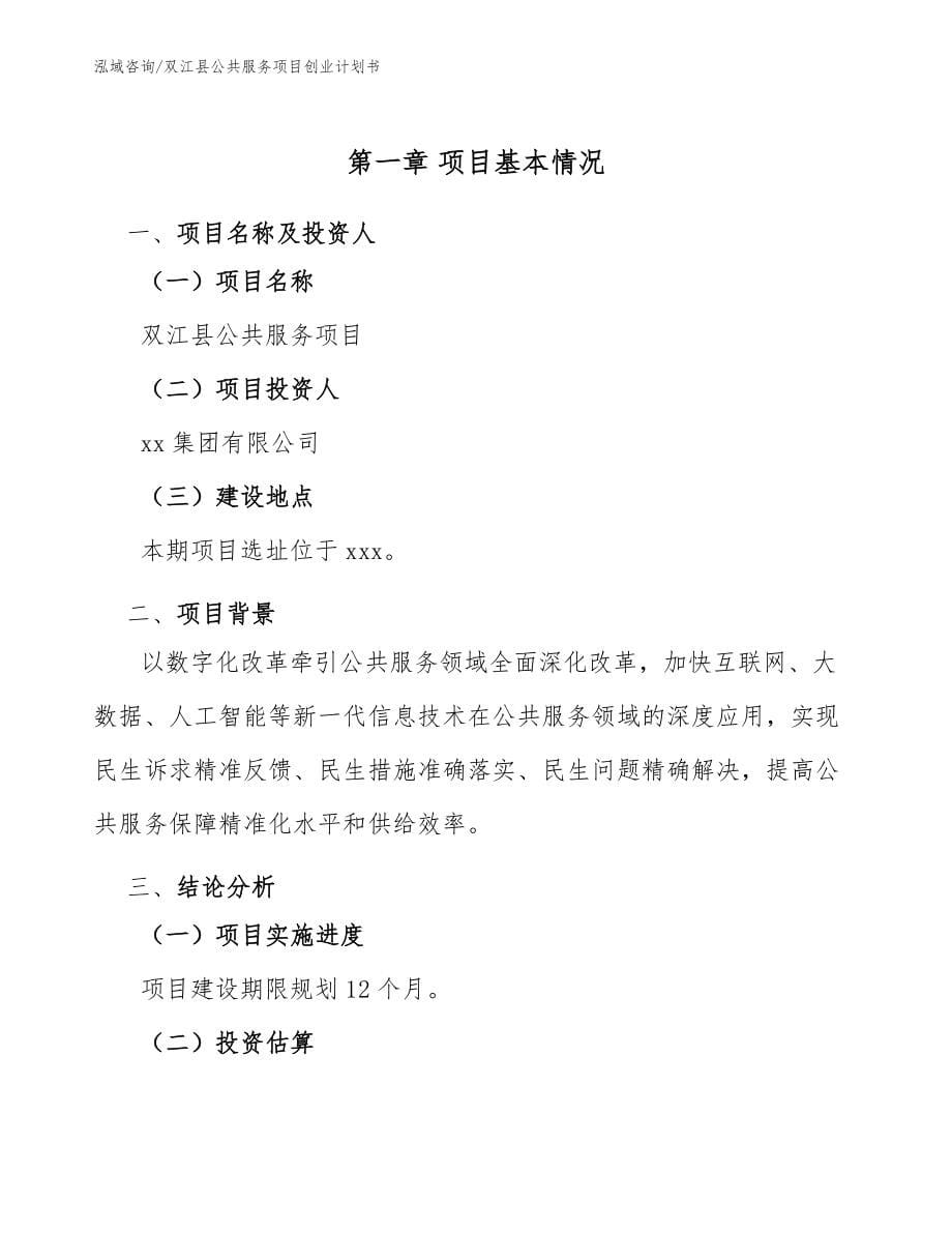 双江县公共服务项目创业计划书_第5页