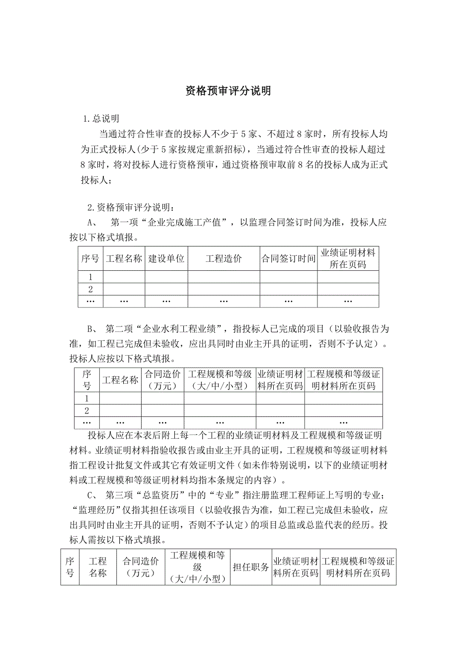 红花湖水库环湖路及水电工程监理招标资格预审评分办法_第2页