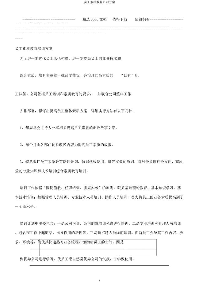 员工素质教育培训方案.docx