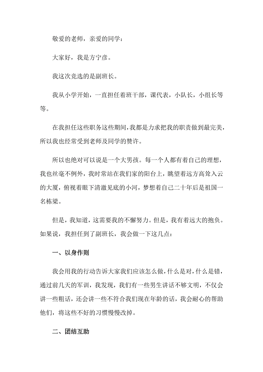 2023年竞选副班长演讲稿集合8篇_第4页