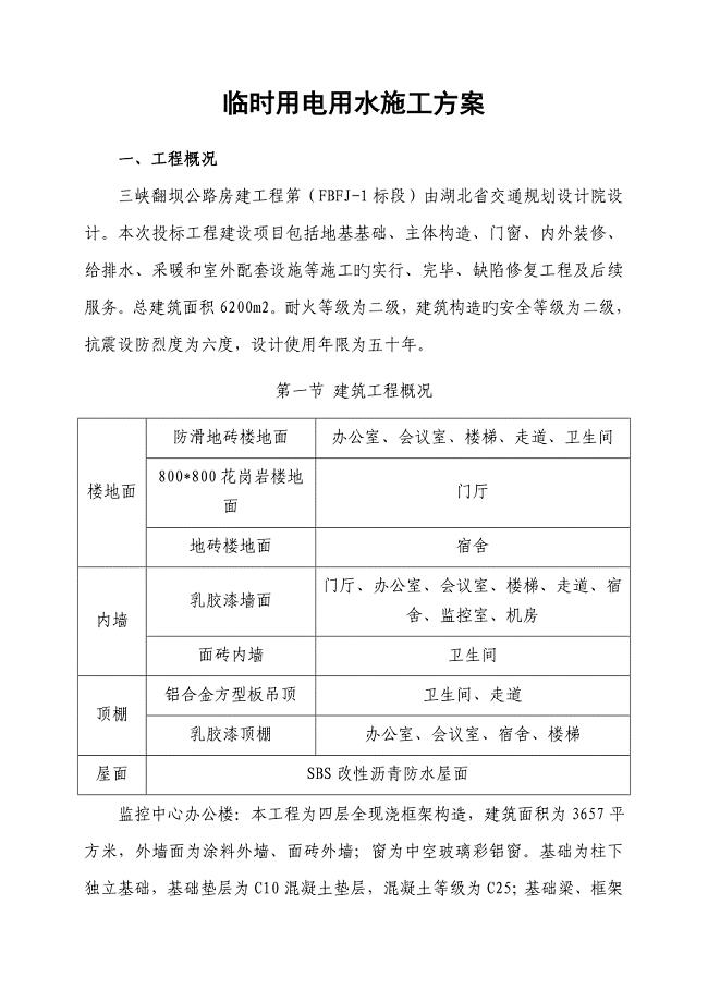 临时用电用水施工方案.doc