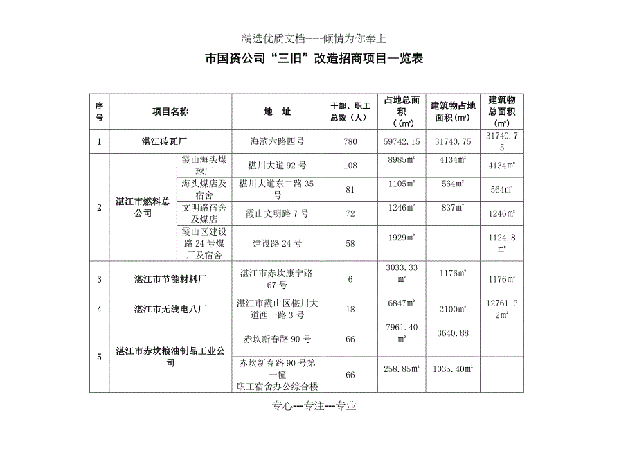 国资公司三旧改造一览表_第1页