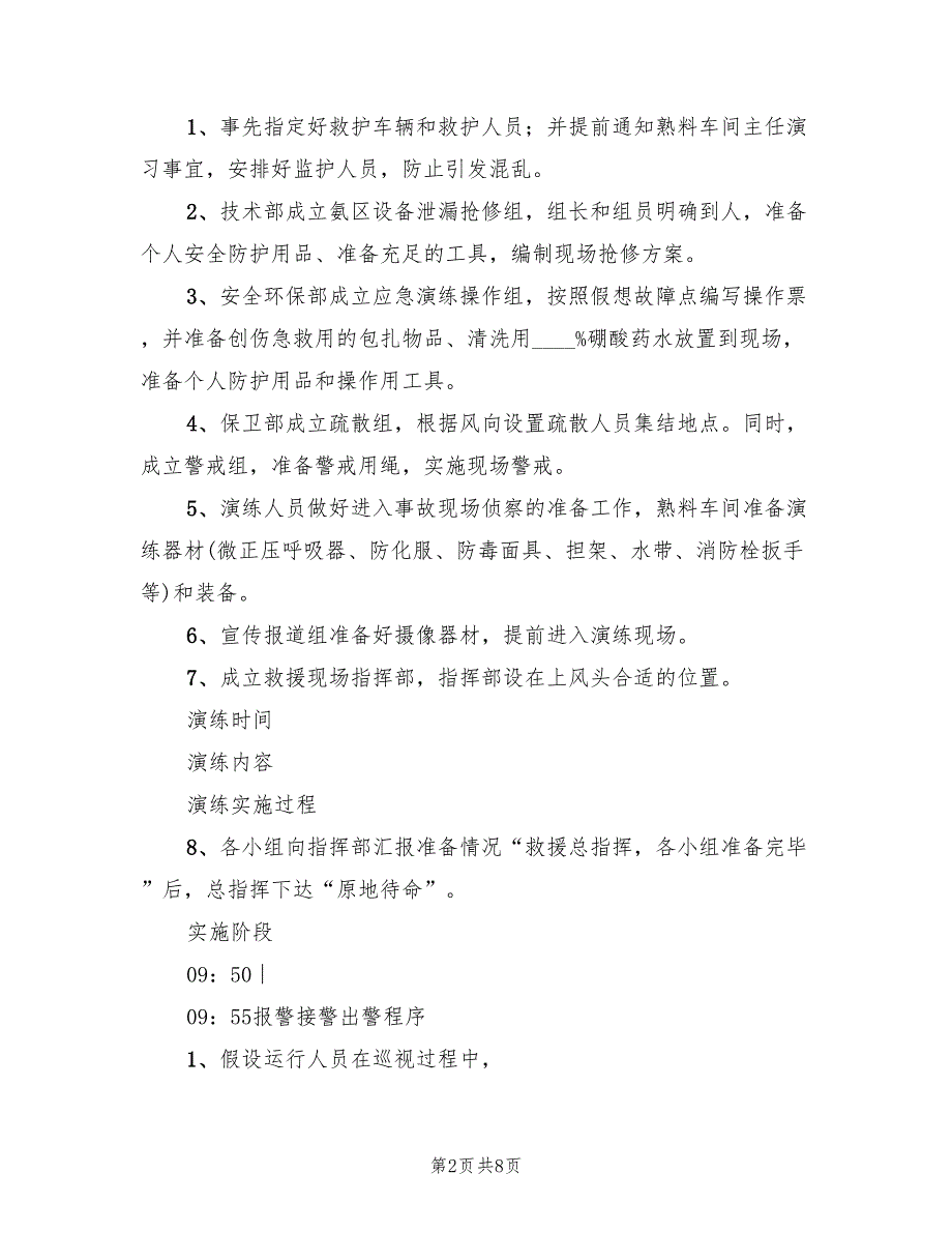 《氨水泄漏专项应急处理预案》模板（2篇）_第2页