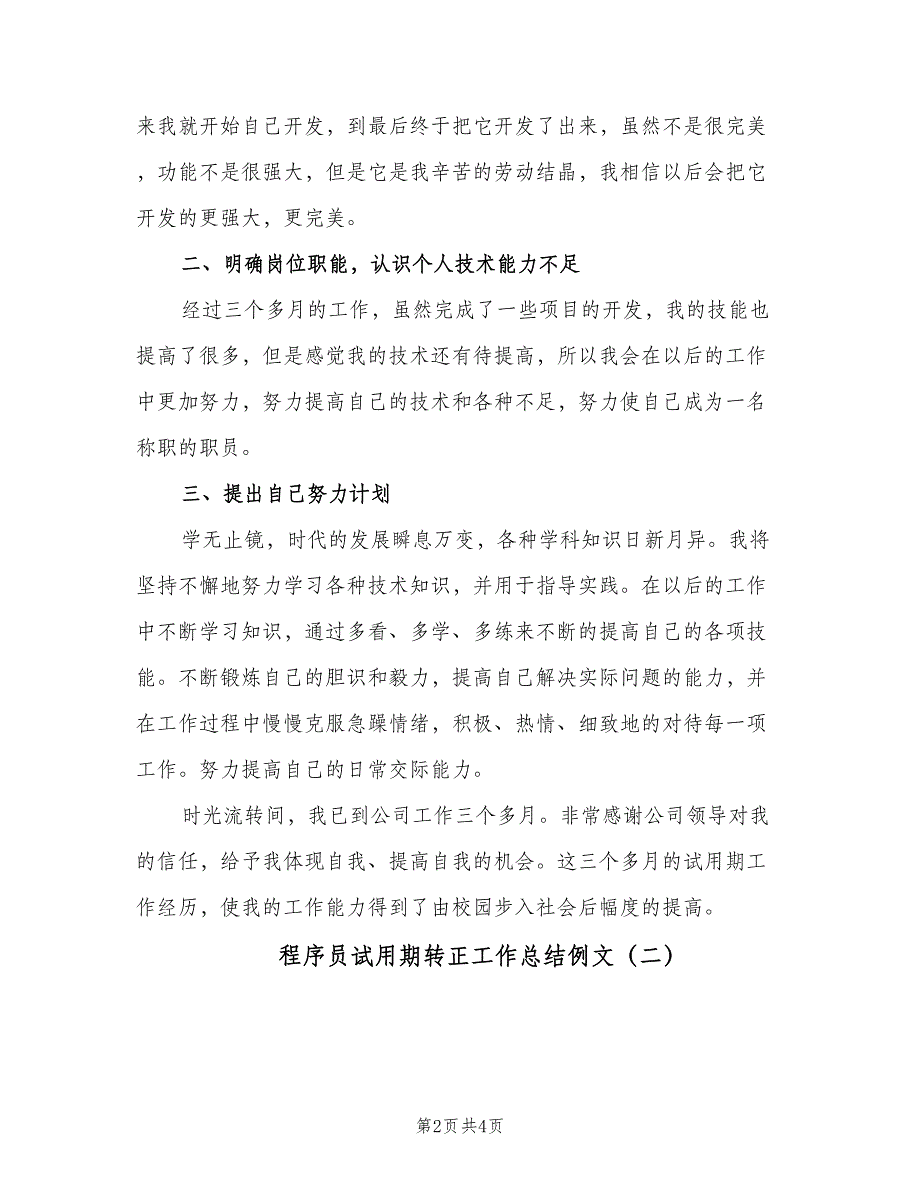 程序员试用期转正工作总结例文（二篇）.doc_第2页