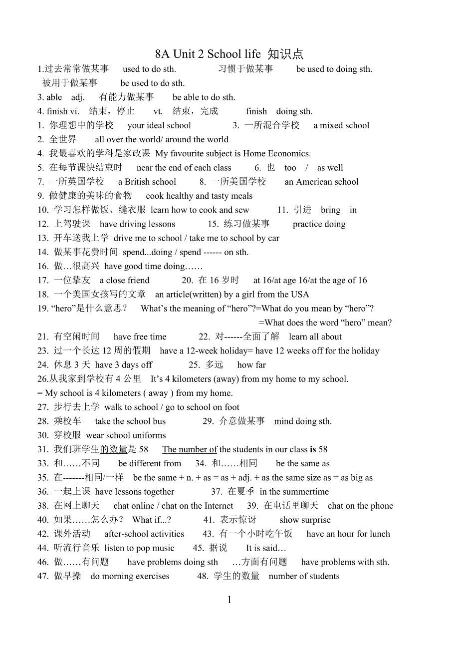 牛津8Aunit2知识点归纳.doc_第1页