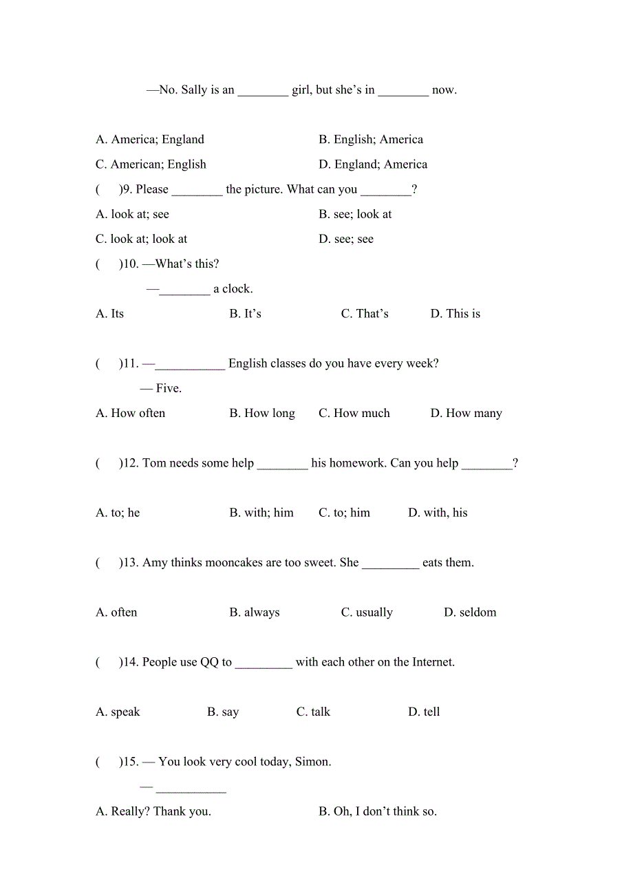 南通市2010-2011学年七年级（上）英语期末试卷.doc_第2页