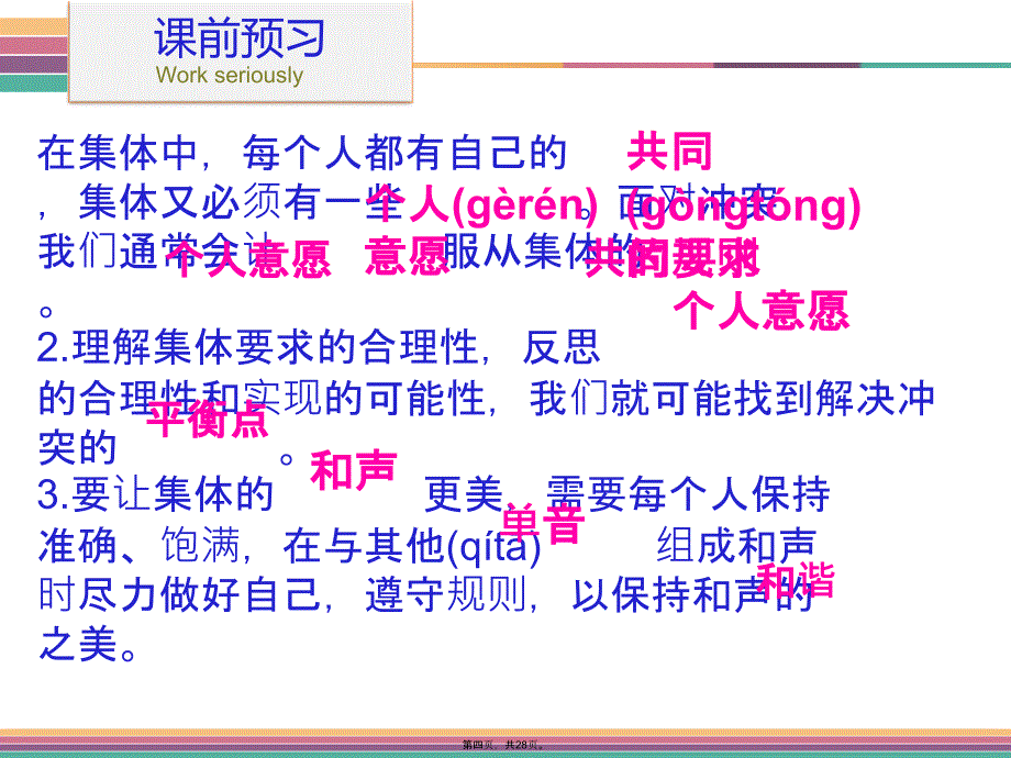 人教版道德与法治七年级下册第三单元在集体中成长第七课共奏和谐乐章第1课时单生与和声课件教学教材_第4页