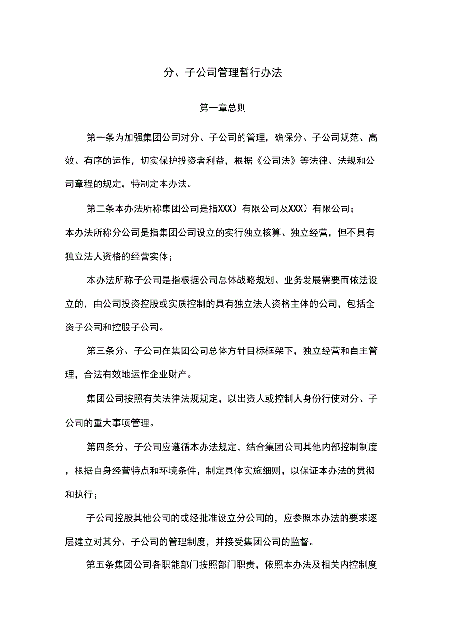 《分、子公司管理暂行办法》_第1页